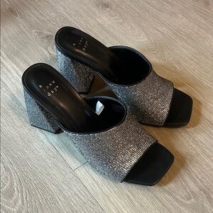 A New Day Black and Silver Modern Mules